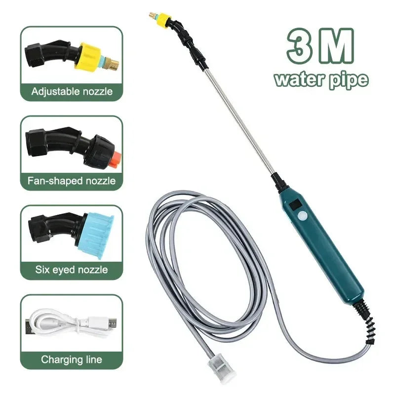 2400mAh Portable Electric Sprayer Wand Irrigation Tool 3 Mist Nozzles Plant High-Pressure Sprinkler Watering Garden Irrigation