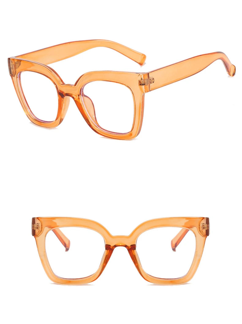 Sexy Square Brown Glasses Frame Women Transparent Anti Blue Light Blocking Female Eyeglasses Fashion Cateye Optical Eyewear