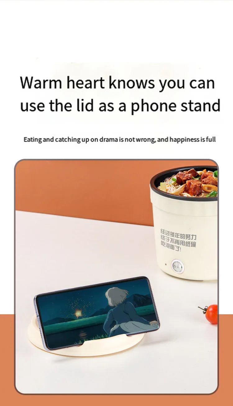 Multi-functional household electric steamer frying pan heater, suitable for students who cook porridge with rice in dormitory
