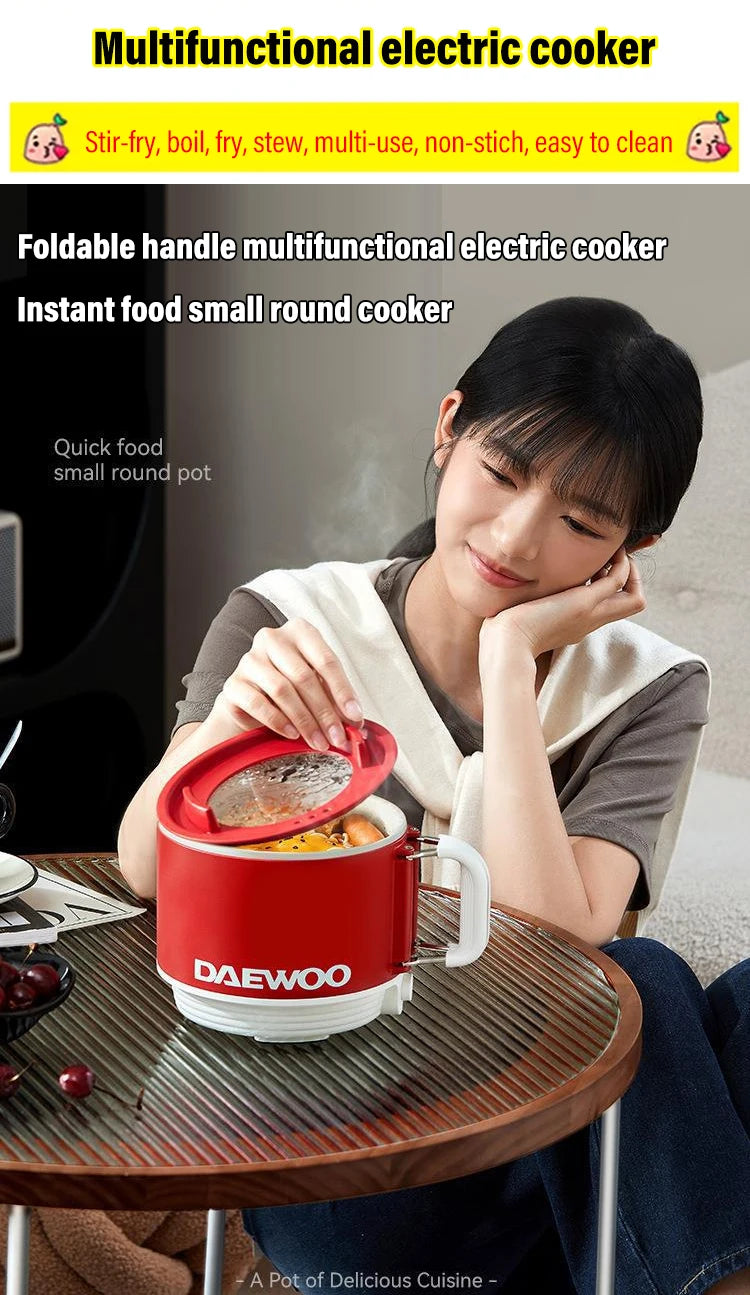 Multifunctional Portable electric cooking pot Electric Heating Pot frying pan For Students Dormitory Non-stick Noodle Partner