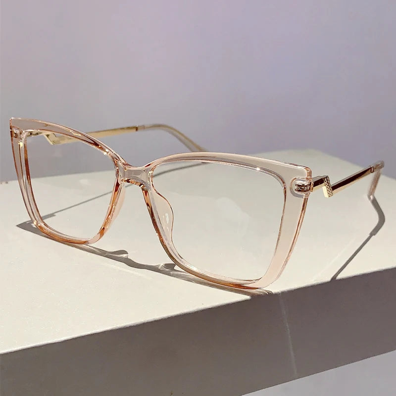 KAMMPT Vintage Cat Eye Women Glasses New Stylish Ultralight Eyeglasses Trendy Brand Designer High Quality Eyewear for Decoration