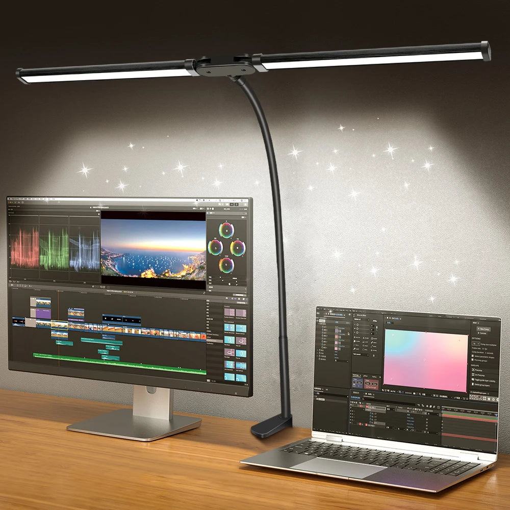 Double headed LED clip type remote control desk lamp reading lamp desktop desk lamp architectural desk lamp with 5 color modes a