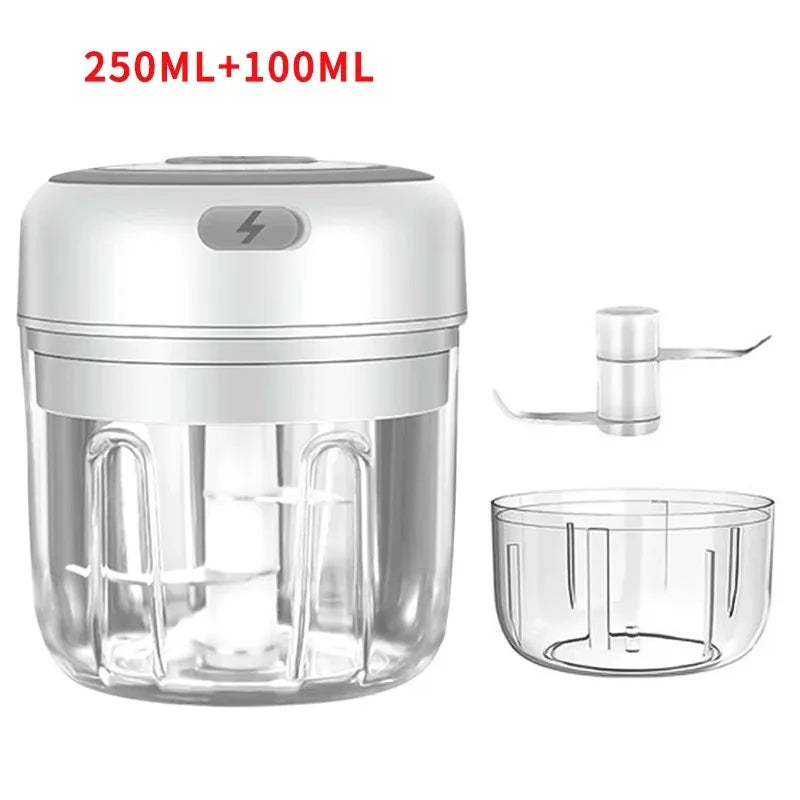 Electric Garlic Chopper 100/250ML Mini Portable Veggie Chopper Garlic Grinder Masher Onion Chopper Blender to Vegetable