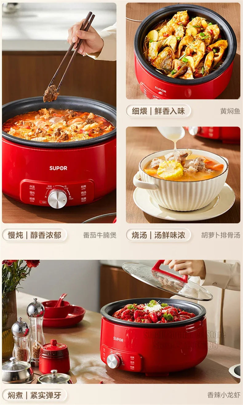 SUPOR 220V Multi Cookers Split Deep pot Electric Pot 1-5 People Household Non-stick Pan Hot Pot Rice Cooker Cooking Appliances