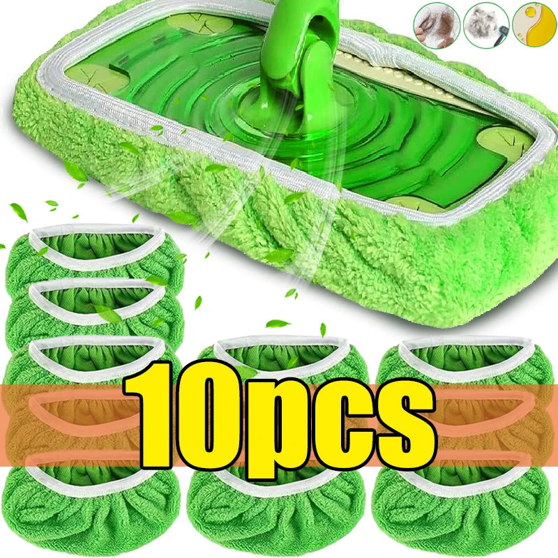 Replacement Washable Rag Towel Sweeper Wet & Dry Cleaning Cloths Reusable Microfiber Mop Pads Green Furniture Flooring Mop Head