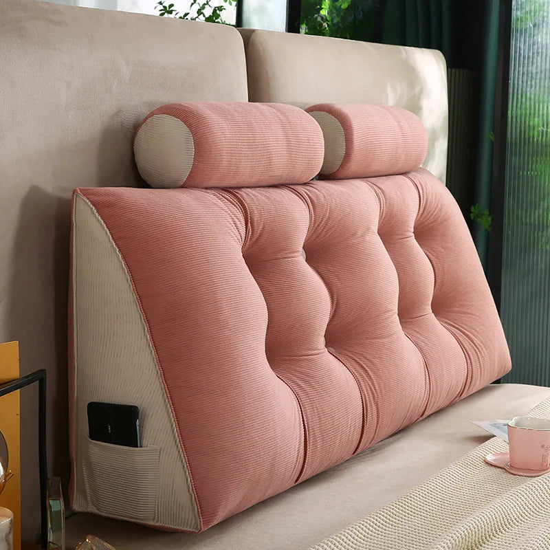 Corduroy Headboard Pillow Triangle Cushion Backrest Pain Relief Sofa Waist Cushion Wedge Sleeping Pillows for Bed Decorative 이불