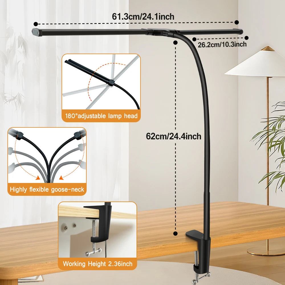 Double headed LED clip type remote control desk lamp reading lamp desktop desk lamp architectural desk lamp with 5 color modes a
