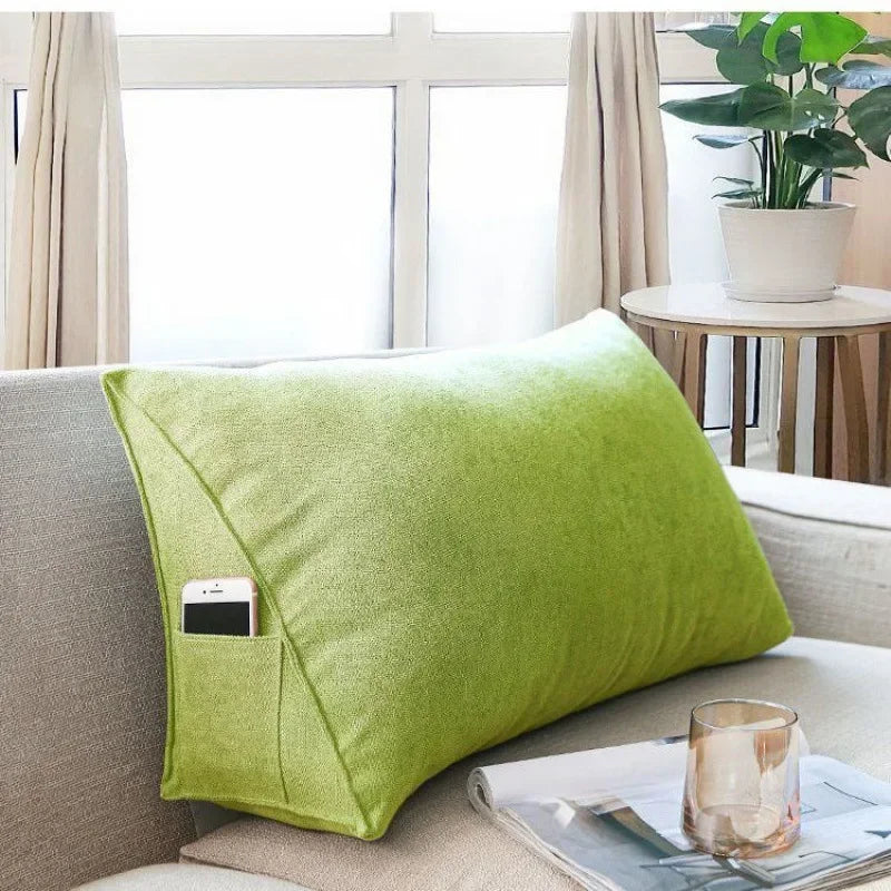 Headboard Backrest 70/60cm Wedge Reading Pillow Canvas Triangular Back Cushion Sitting Up Pillow Back Support for Sofa Bed