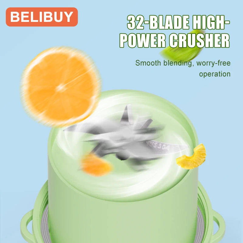 BELIBUY Mini Kitchen Blender Juicer Food Processing Machine Fruit and Vegetable Milk Blender Suitable for Outdoor Juice Cup