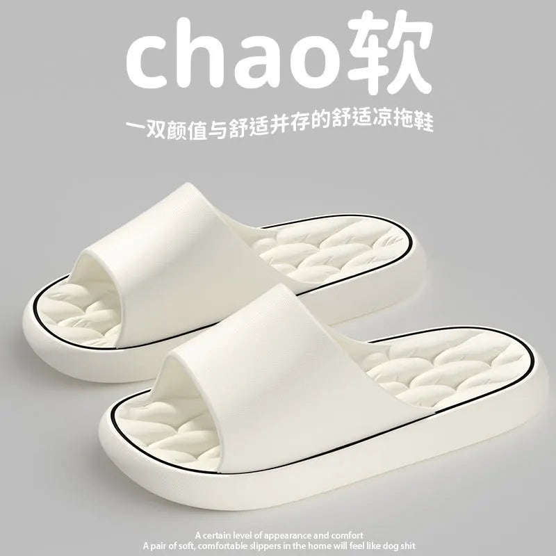 Women's slippers Non-slip leaky bathroom Slippers Casual men's slippers Deodorant beach shoes Soft soled couple flat sandals