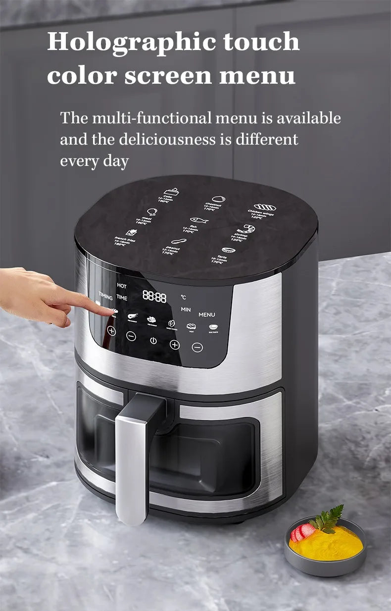 Smart Air Fryer Electric visual window 7L Oil-free Air Fryer Automatic Household Kitchen 360°Baking Convection Oven Air Fryers