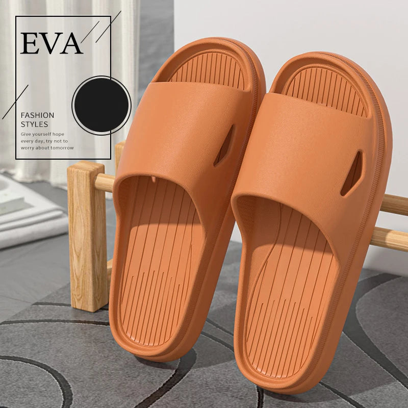 Men's Solid Color Casual Simple Slippers, EVA Material, Versatile Stylish Design, Thick Sole, Convenient, Anti-skid