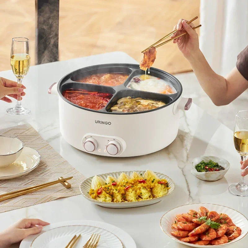 Colorful Mandarin Duck Electric Pot Four-Grid Multi functional Household 6-liter Capacity Integrated Hot Pot Electric Caldron