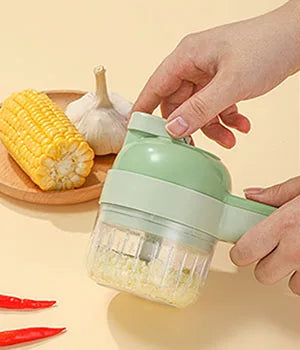 4 In 1 Vegetable Cutter Multifunctional Handheld Electric Wireless Chop Garlic Mash Minced Slice Onion Cutting Cooking Gadget