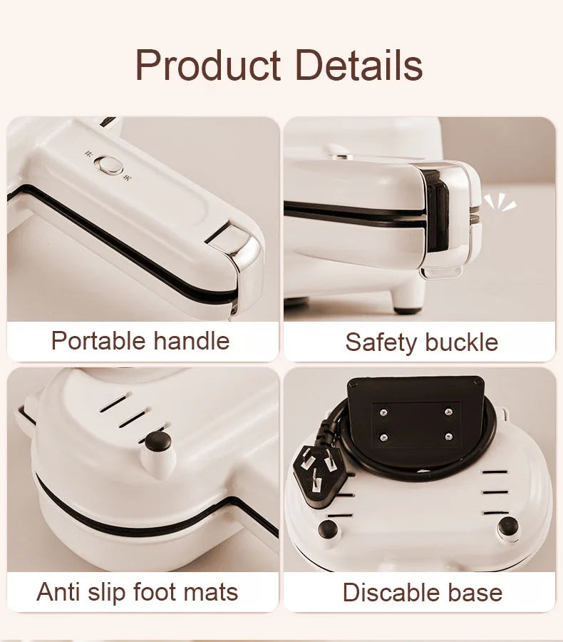 DMWD Double-Sided Press Sandwich Machine Frying Baking Pan Mini Cheese Grill Breakfast Maker Bread Hot Dog Toaster Electric Oven
