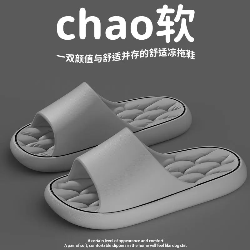 Women's slippers Non-slip leaky bathroom Slippers Casual men's slippers Deodorant beach shoes Soft soled couple flat sandals