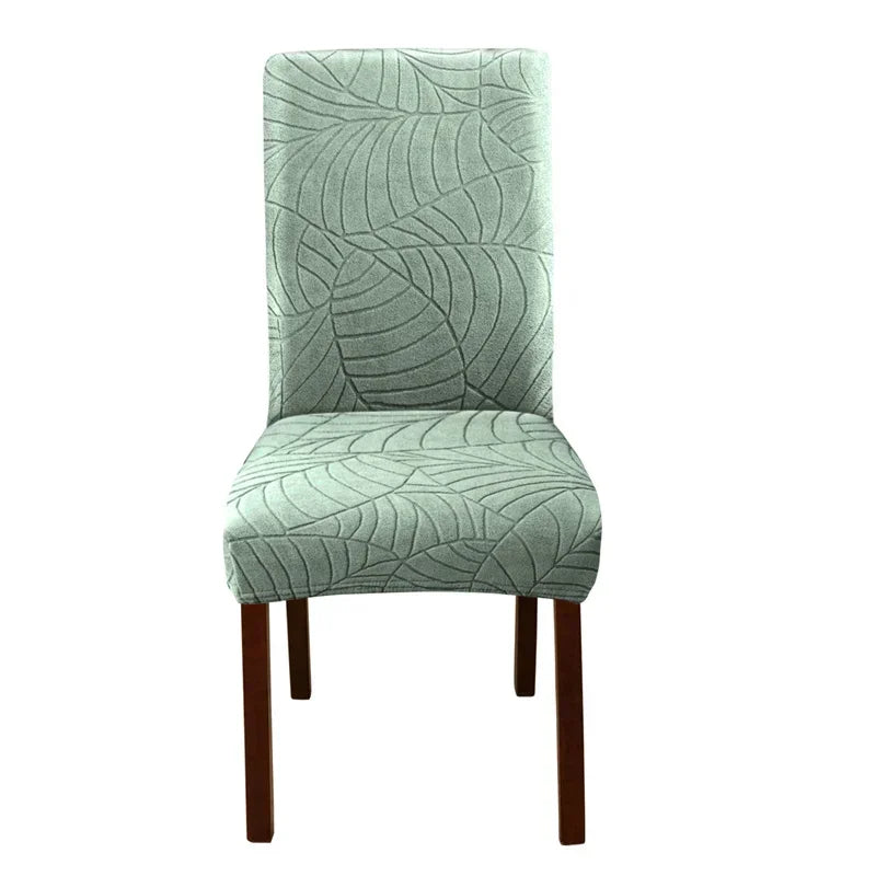 1/2/4/6pcs Jacquard Dining Chair Cover Pure Color All-inclusive Chair Slipcover with Skirt Elastic Durable Seat Protector Decor