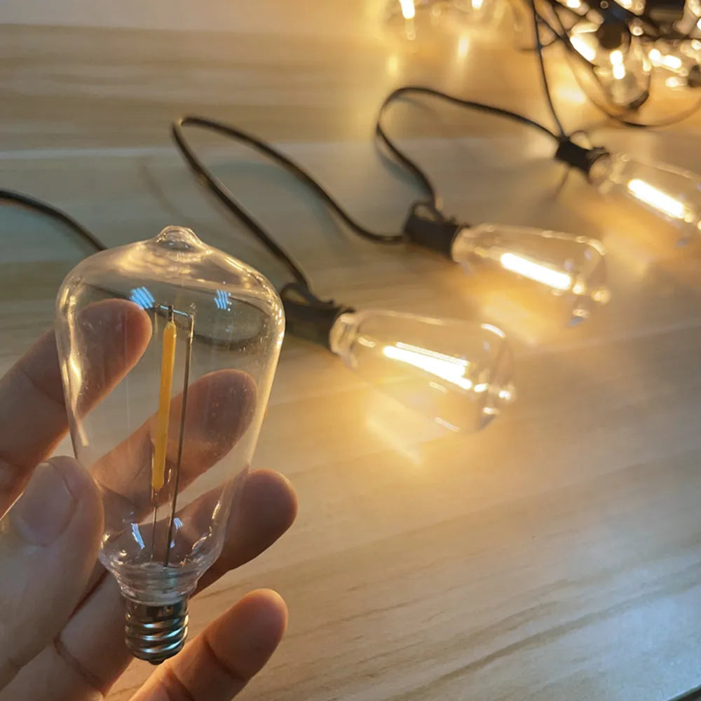ST38 Globe Outdoor LED String Lights Plastic Shatterproof Bulbs Waterproof Patio Lights for Garden Outside Backyard Porch EU220V