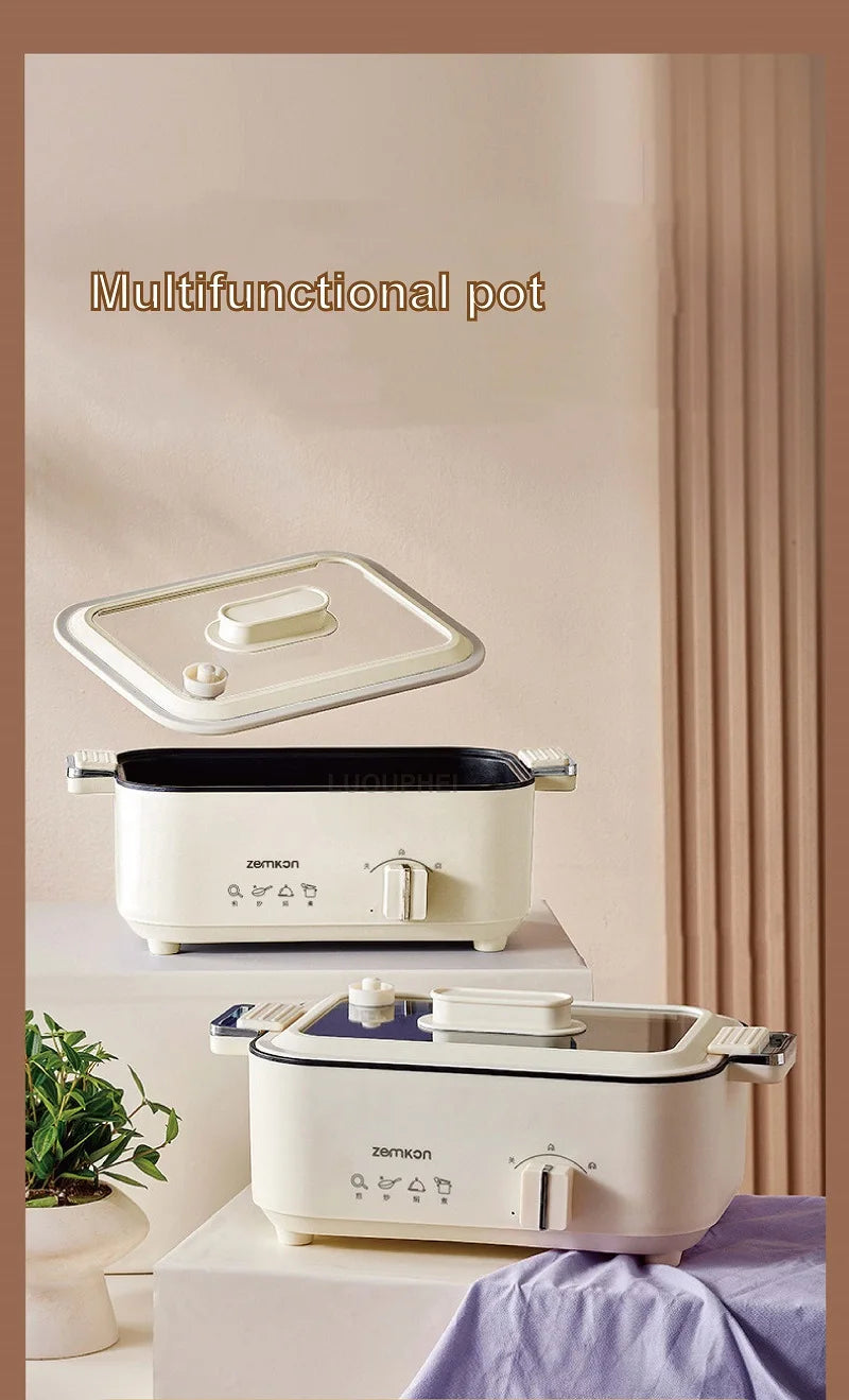 5L Home Electric Hot Pot Large-capacity Non-stick Electric Wok Multi-functional Pot 2 Gear Temperature Adjust Frying Pan 220V