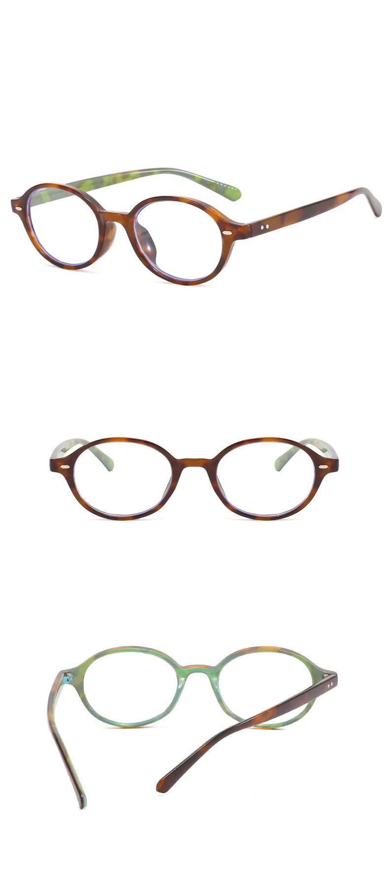 57230 New Oval Anti Blue Light Glasses Women Fashion Rivet Transparent Spectacles Optical Prescription Eyeglass