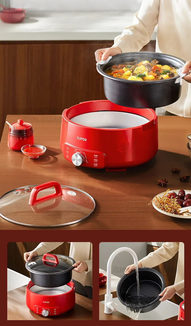 SUPOR 220V Multi Cookers Split Deep pot Electric Pot 1-5 People Household Non-stick Pan Hot Pot Rice Cooker Cooking Appliances
