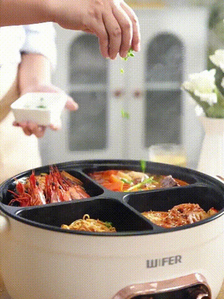 Electric Hot Home electric hot pot with separate controls Four-grid self-heating hot pot Split Mandarin Duck Pot Double-sex hot