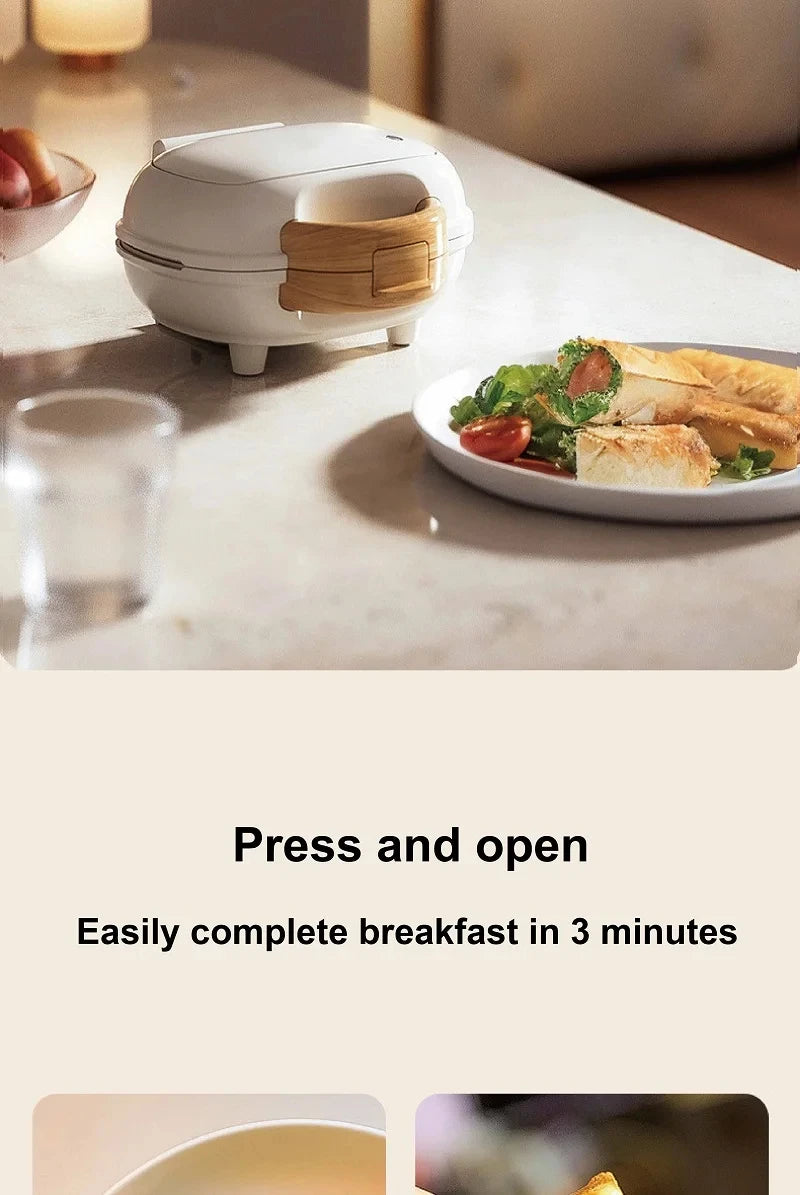 500W Sandwich Machine Fast Breakfast Machine Home Hot-pressed Toasted Non-stick Bread Mini Panini Machine Multi-function Toaster