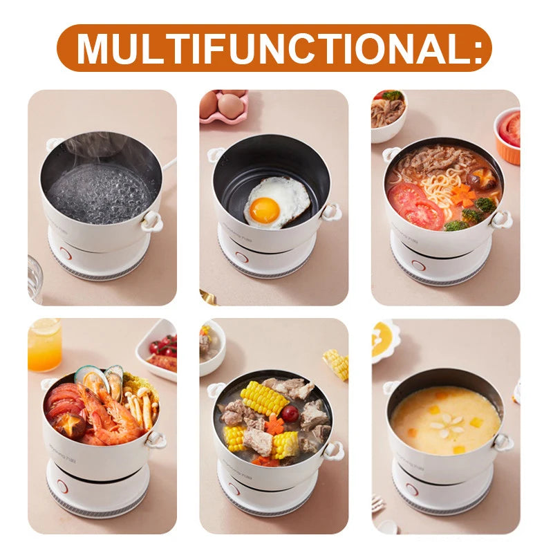 1.2L Mini Electric Cooker Portable Foldable Hot Pot Multicooker Split Type Pot for Dormitory Travel Cooking Noodle Fry Stew 220V