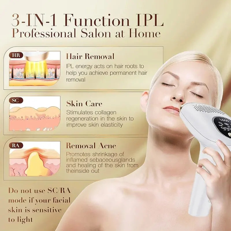 999999 Flash IPL Laser Hair Removal Convenient Home Device for Women Easy Hair Removal Painless Electric Hair Removal