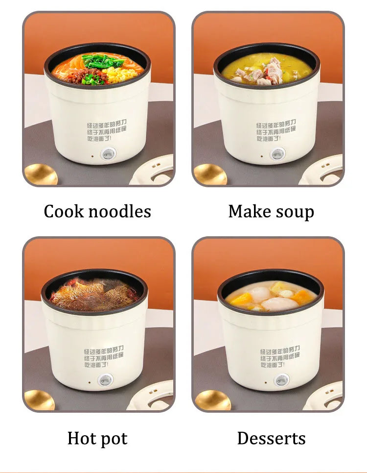 Multi-functional household electric steamer frying pan heater, suitable for students who cook porridge with rice in dormitory