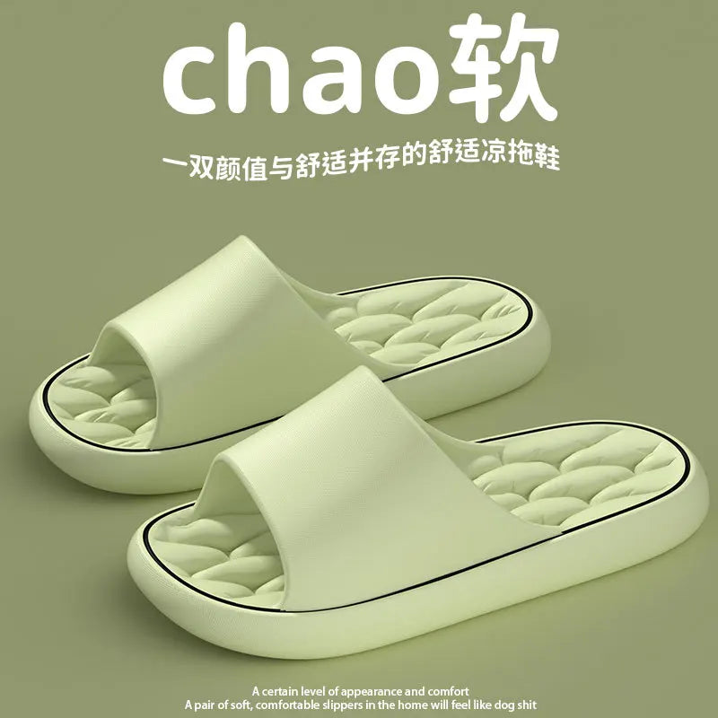 Women's slippers Non-slip leaky bathroom Slippers Casual men's slippers Deodorant beach shoes Soft soled couple flat sandals