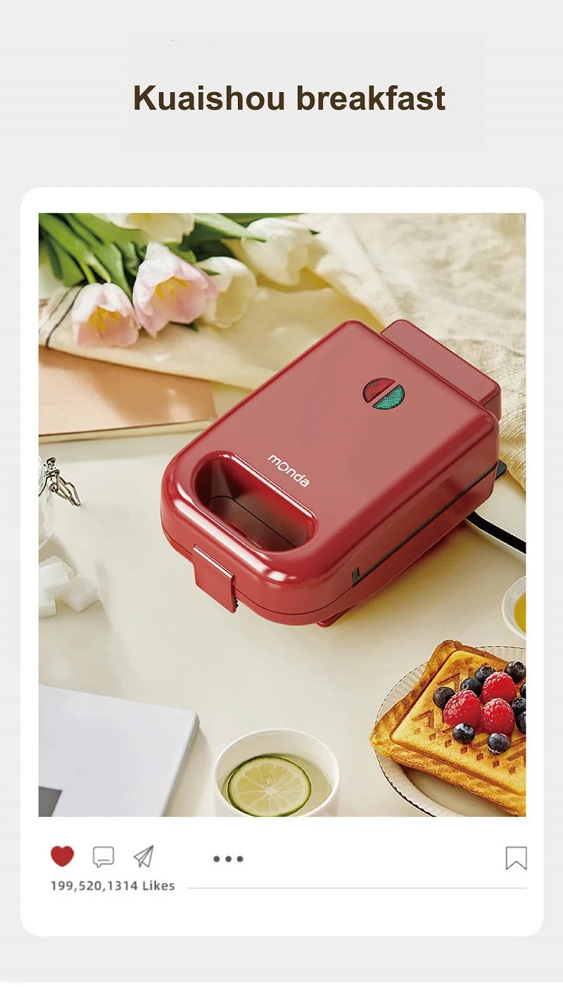 550W Sandwich Machine Fast Breakfast Machine Home Hot-pressed Toasted Non-stick Bread Mini Panini Machine Multi-function Toaster