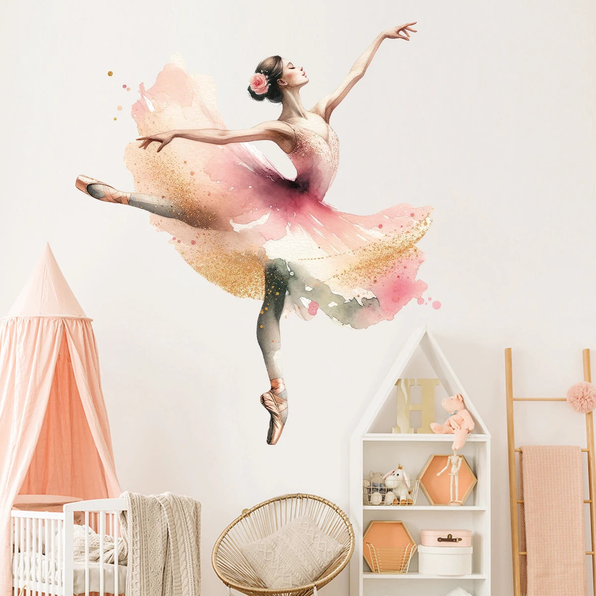 Watercolor Dancer Beautiful Wall Stickers Decoration for Bedroom Girls Gift Wall Art Home Decore Living Room Wall Decals Nursery