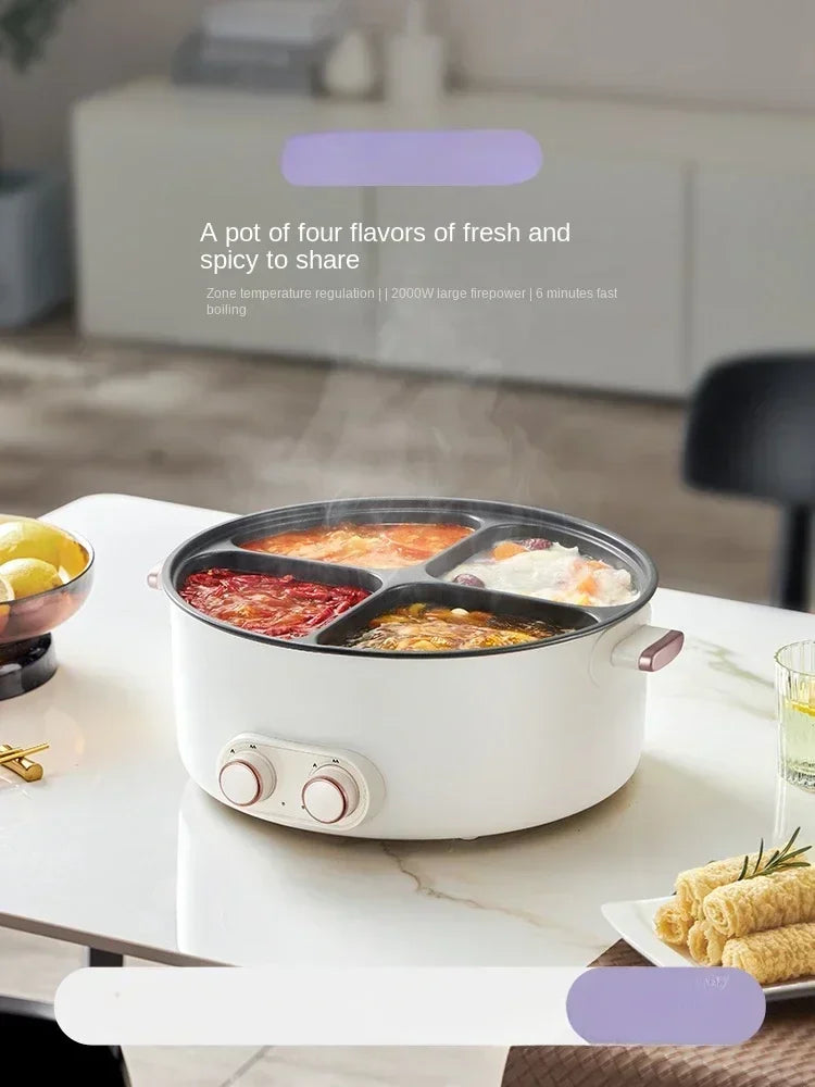 Colorful Mandarin Duck Electric Pot Four-Grid Multi functional Household 6-liter Capacity Integrated Hot Pot Electric Caldron