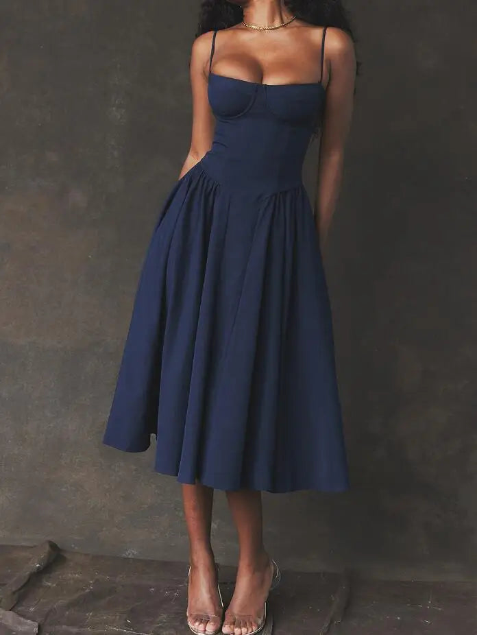 New Fashion Sexy Backless One Cut Collar Strap Solid Color Slim Fit Dress For Women,4 Colors