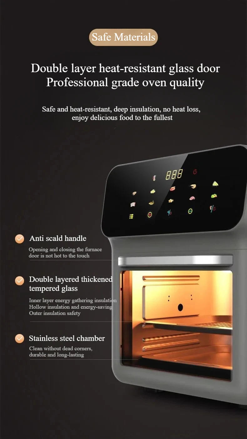 New Visual Air Fryer Household 220V 15L Large Capacity Air Fryer Oven Kitchen Appliance Freidoras De Aire