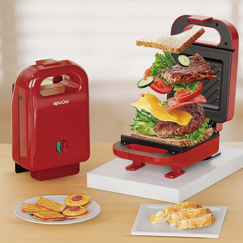 550W Sandwich Machine Fast Breakfast Machine Home Hot-pressed Toasted Non-stick Bread Mini Panini Machine Multi-function Toaster