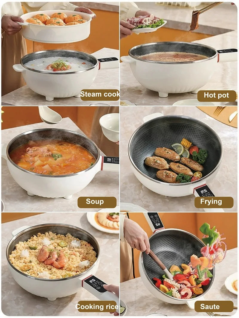 4.5L Multifunctional Electric Frying Pot Smart Electric Cooker Non-stick Frying Pot Large Capacity Electric Hot Pot 1350W