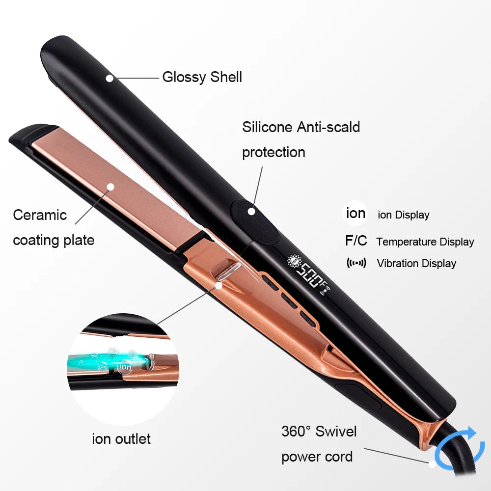 Plasma Hair Straightener Curler Keratin Treatment 250°C 500°F Vibrating Hair Flat Irons For Frizzy Hair Recovers Damage 110-240V