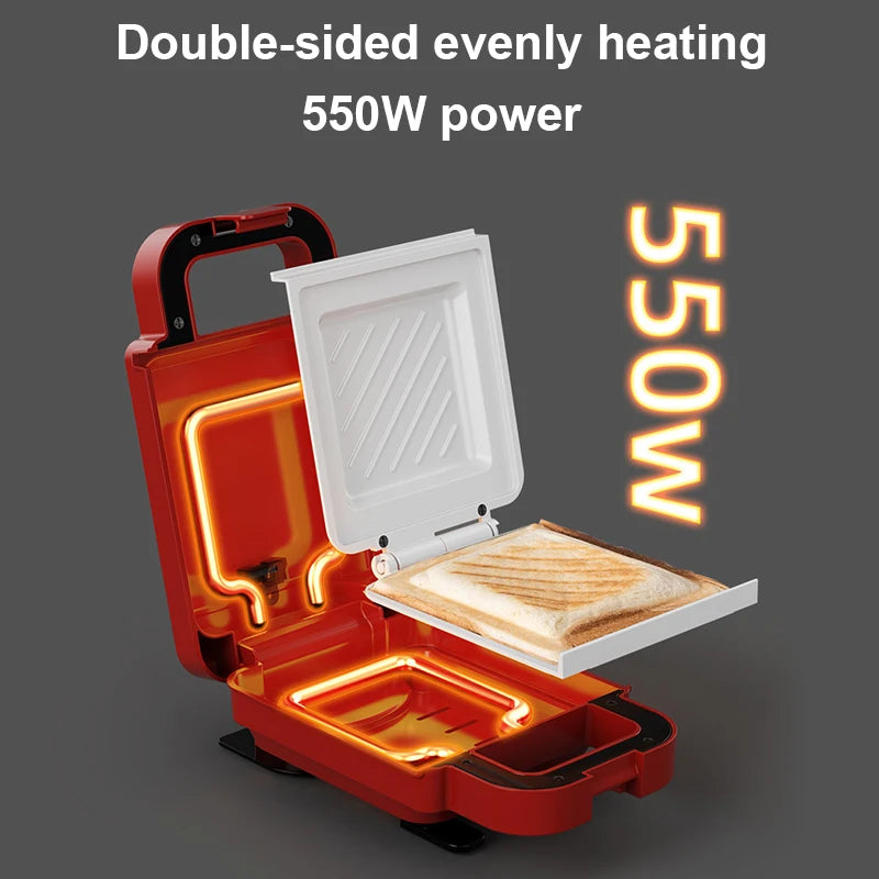 Multifunction Sandwich Light Food Maker Double-sided Heating Bread Toaster Breakfast Baking Machine Ceramic Coating Grilling Pan