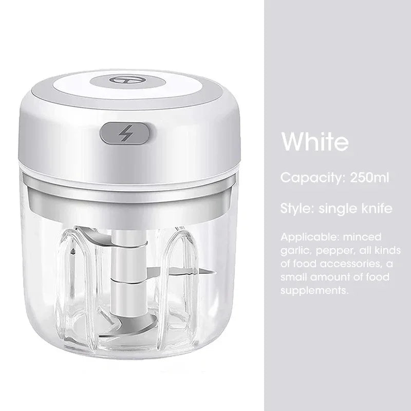 Electric Garlic Chopper 100/250ML Mini Portable Veggie Chopper Garlic Grinder Masher Onion Chopper Blender to Vegetable