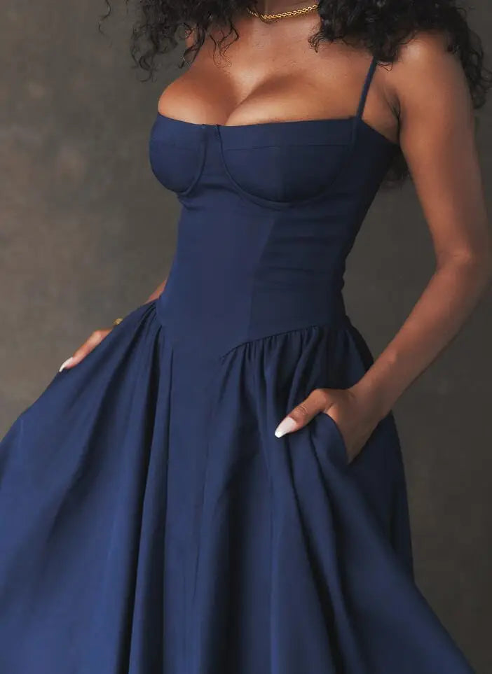 New Fashion Sexy Backless One Cut Collar Strap Solid Color Slim Fit Dress For Women,4 Colors