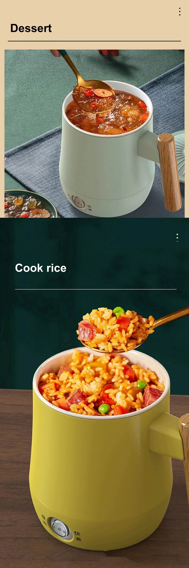 600ml Health Electric Kettle Travel Kettle Non-stick Rice Cooker Portable Noodle Cooker Quick Kettle Office Electric Hot Cup