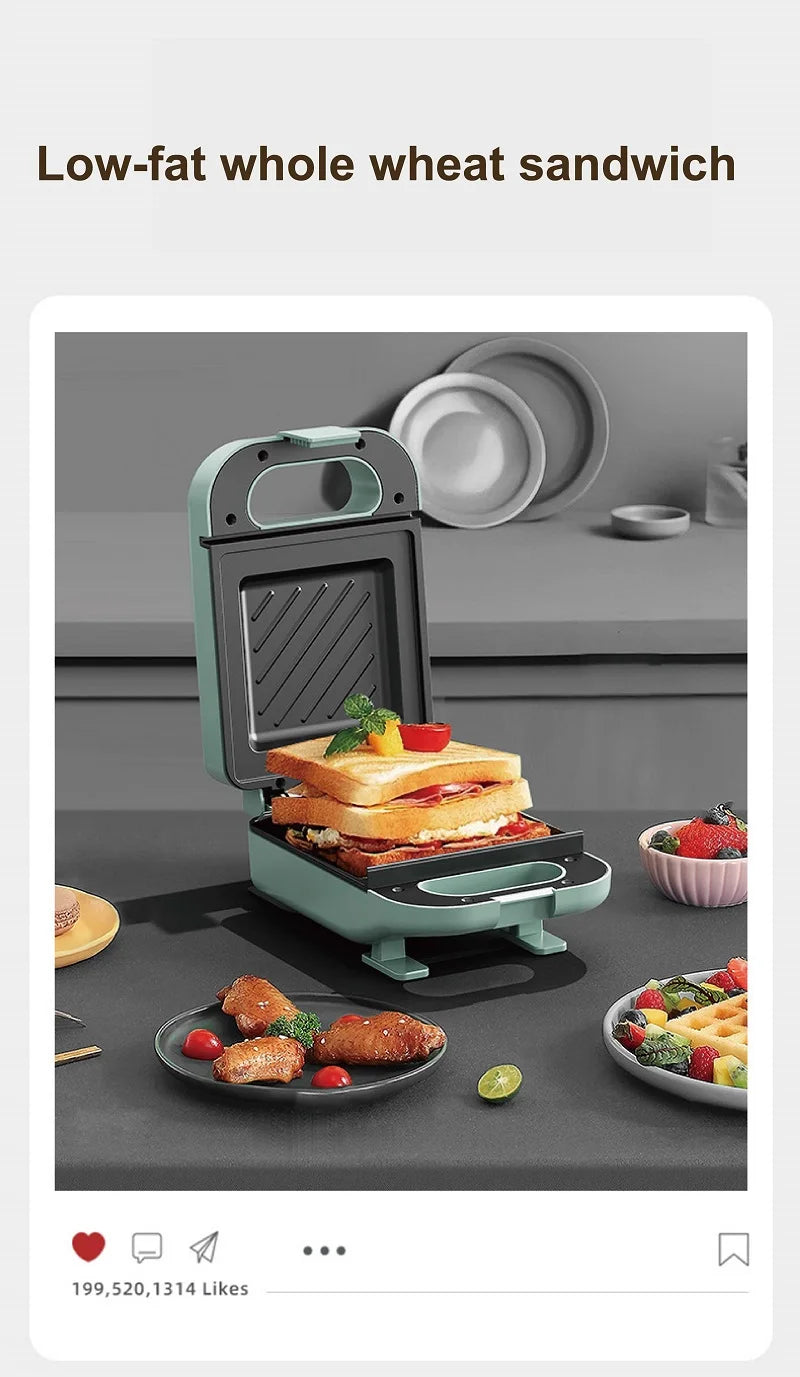 550W Sandwich Machine Fast Breakfast Machine Home Hot-pressed Toasted Non-stick Bread Mini Panini Machine Multi-function Toaster