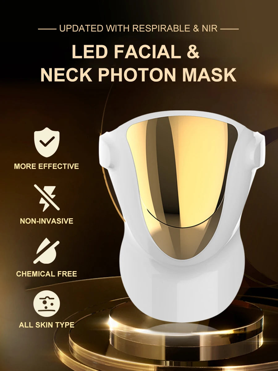 NIR LED Face Mask Red Light Therapy Respirable 3 Colors 807 Lamp Anti-Aging Acne Treat Reduce Wrinkle Full Facial Neck Care Mask