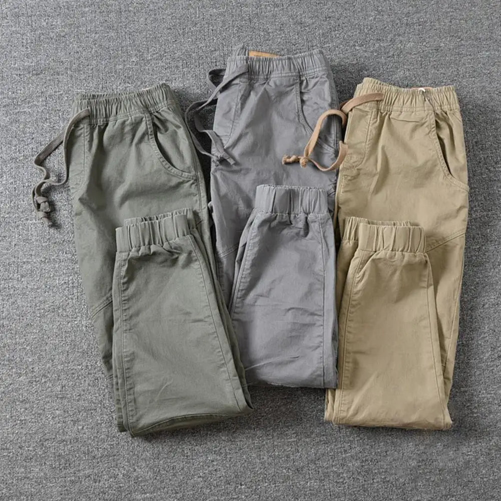 Popular Men Cargo Pants Spring Pure Color Slim Pants Skinny Sporty Men Pants for Party