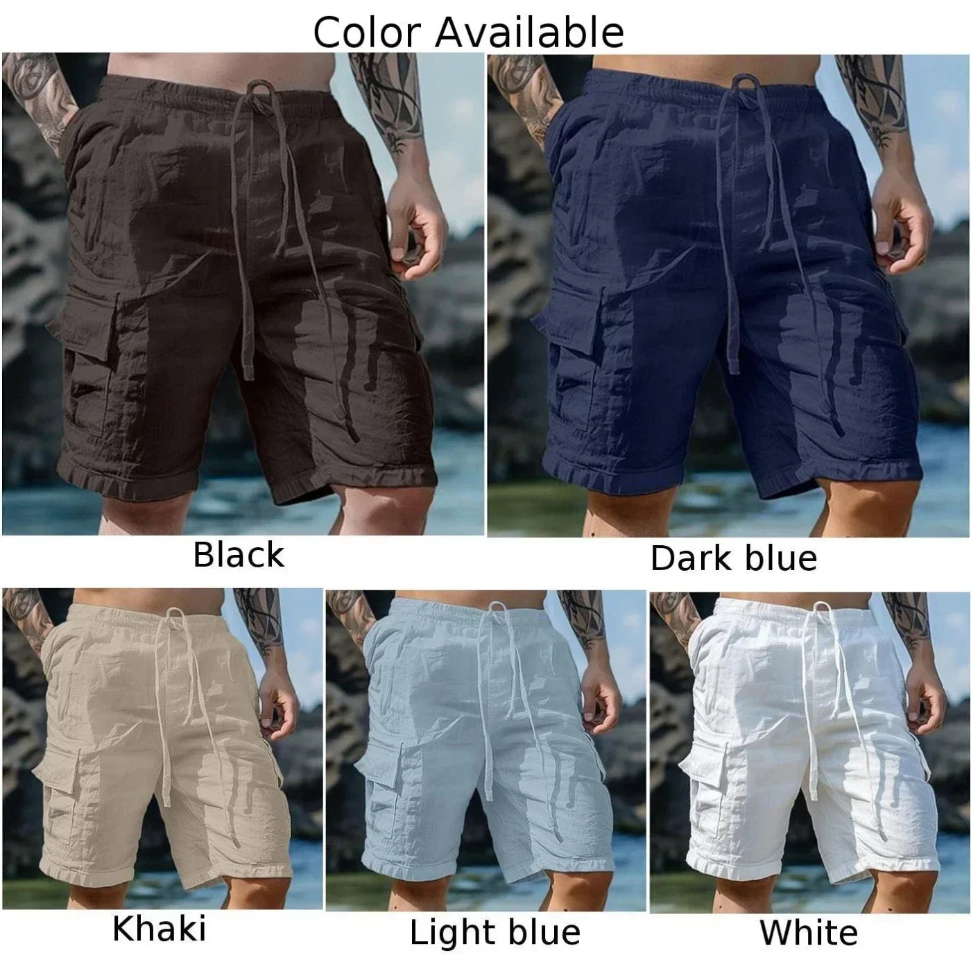Men Loose Cargo Shorts With Pockets Fashion Beach Streetwear Sports Casual Shorts Running Short Pants