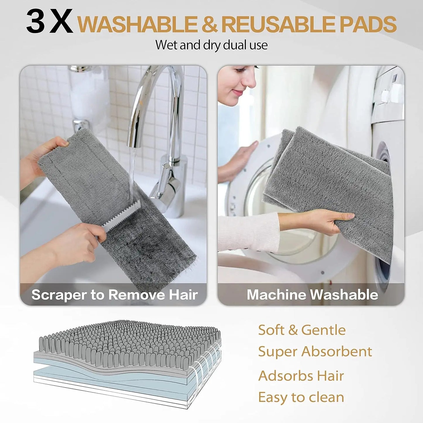 360° Rotating Flat Floor Mop with 127CM Adjustable Handle Dusting Microfiber Pad Lazy Mops Rectangular Home Floor Cleaning Tool