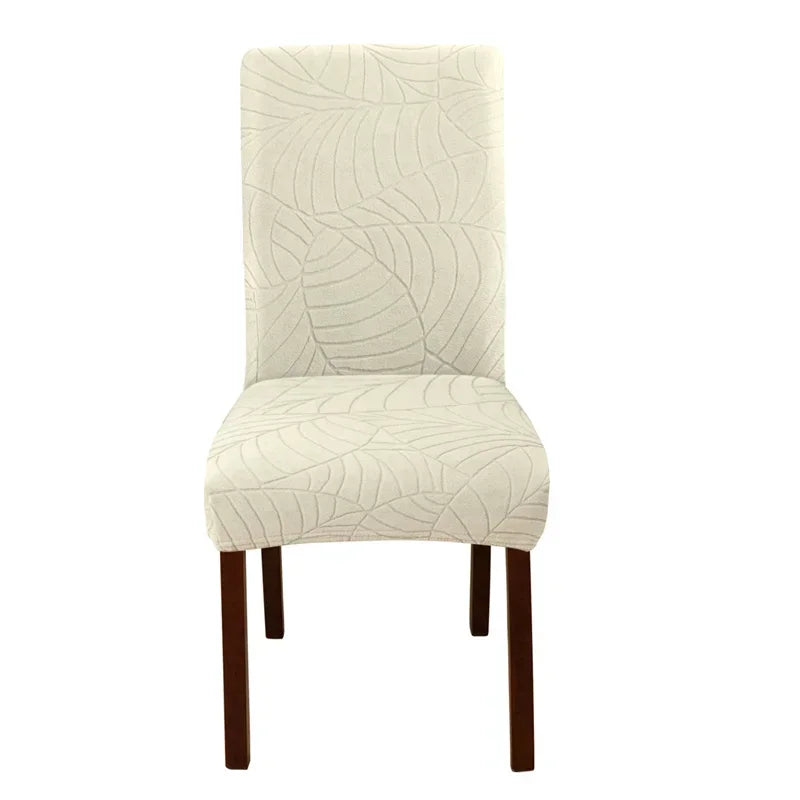 1/2/4/6pcs Jacquard Dining Chair Cover Pure Color All-inclusive Chair Slipcover with Skirt Elastic Durable Seat Protector Decor