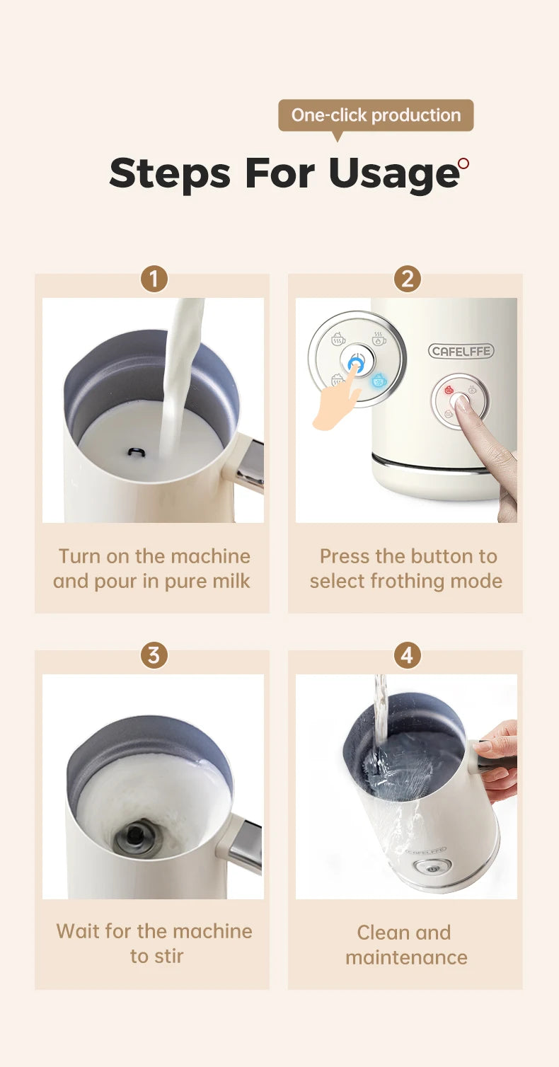 Cafelffe Electric Milk Frother Frothing Foamer Chocolate Mixer Cold/Hot Cappuccino Fully Automatic Milk Warmer home appliance